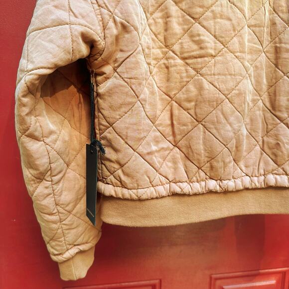 NWT Forever 21 Tan, Camel Quilted Zip Up Bomber Jacket, Fall, Cozy, Lined, XS - Picture 5 of 8